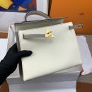 1:1 Replica Hermes Kelly 25 Sellier Epsom Craie/Grey Bag For Women, Women's Handbags, Shoulder Bags 10in/25cm