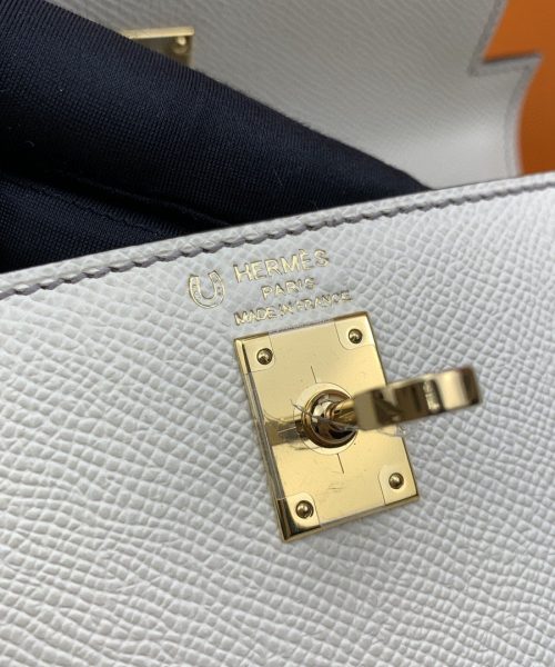 1:1 Replica Hermes Kelly 25 Sellier Epsom Craie/Grey Bag For Women, Women's Handbags, Shoulder Bags 10in/25cm