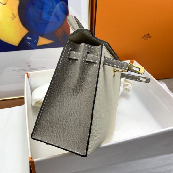 1:1 Replica Hermes Kelly 25 Sellier Epsom Craie/Grey Bag For Women, Women's Handbags, Shoulder Bags 10in/25cm