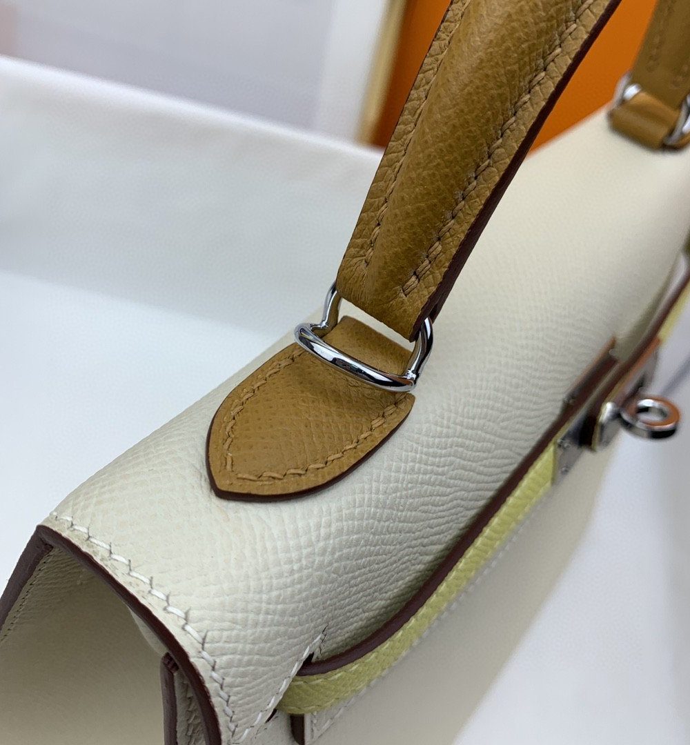 1:1 Replica Hermes Kelly 25 Sellier Epsom Craie/Yellow Bag For Women, Women's Handbags, Shoulder Bags 10in/25cm