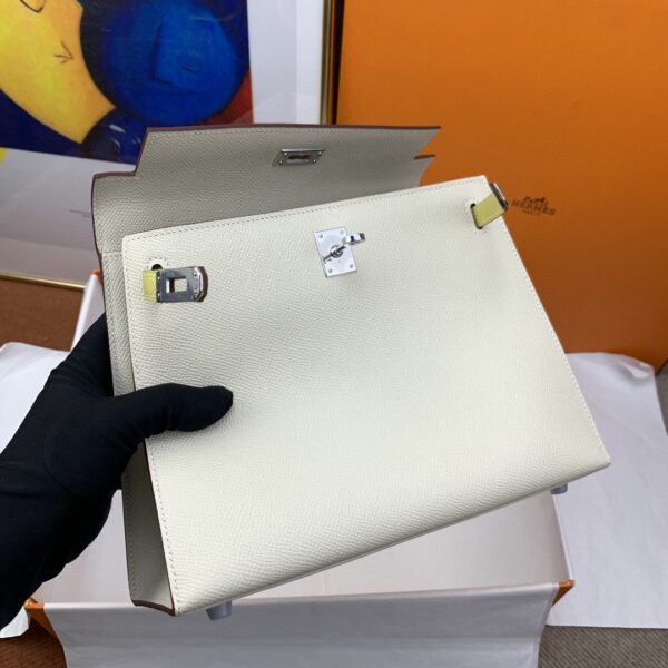 1:1 Replica Hermes Kelly 25 Sellier Epsom Craie/Yellow Bag For Women, Women's Handbags, Shoulder Bags 10in/25cm