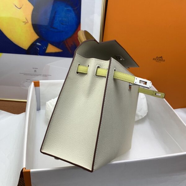 1:1 Replica Hermes Kelly 25 Sellier Epsom Craie/Yellow Bag For Women, Women's Handbags, Shoulder Bags 10in/25cm