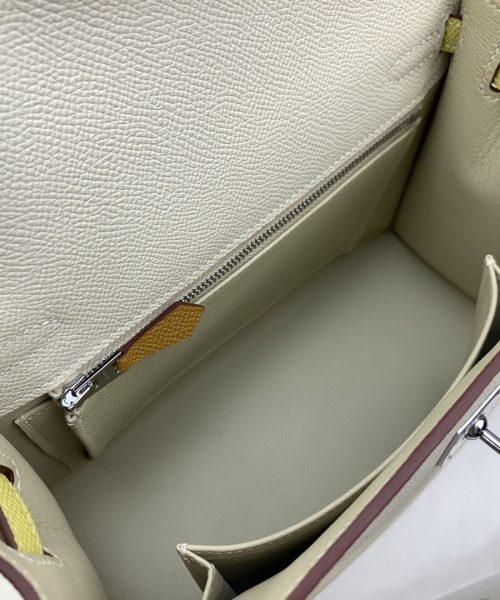 1:1 Replica Hermes Kelly 25 Sellier Epsom Craie/Yellow Bag For Women, Women's Handbags, Shoulder Bags 10in/25cm