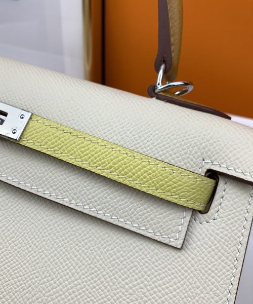 1:1 Replica Hermes Kelly 25 Sellier Epsom Craie/Yellow Bag For Women, Women's Handbags, Shoulder Bags 10in/25cm