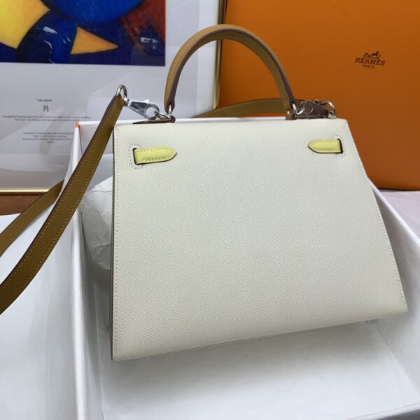 1:1 Replica Hermes Kelly 25 Sellier Epsom Craie/Yellow Bag For Women, Women's Handbags, Shoulder Bags 10in/25cm