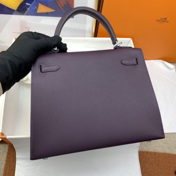 1:1 Replica Hermes Kelly 25 Sellier Epsom Dark Purple Bag For Women, Women's Handbags, Shoulder Bags 10in/25cm