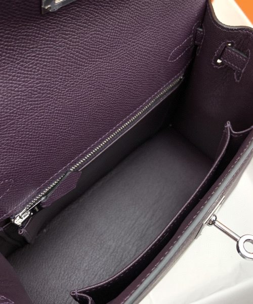 1:1 Replica Hermes Kelly 25 Sellier Epsom Dark Purple Bag For Women, Women's Handbags, Shoulder Bags 10in/25cm