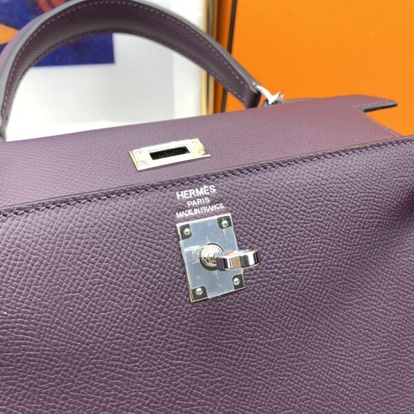 1:1 Replica Hermes Kelly 25 Sellier Epsom Dark Purple Bag For Women, Women's Handbags, Shoulder Bags 10in/25cm