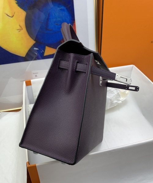 1:1 Replica Hermes Kelly 25 Sellier Epsom Dark Purple Bag For Women, Women's Handbags, Shoulder Bags 10in/25cm