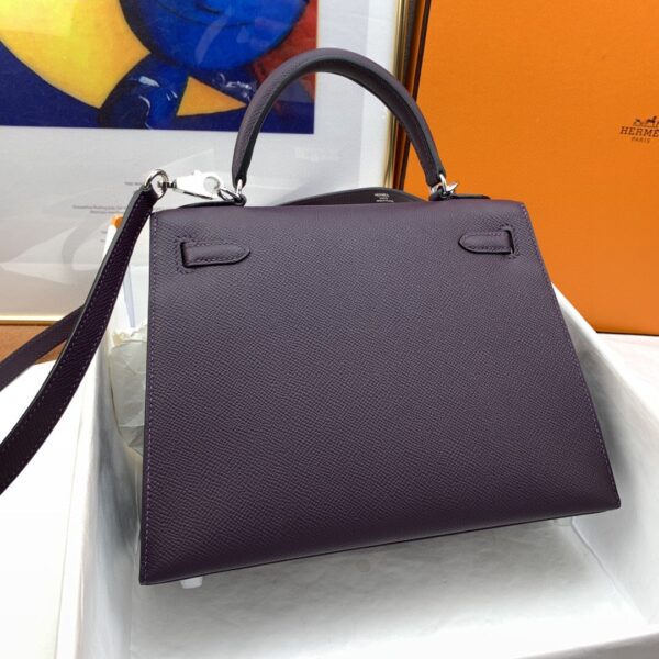 1:1 Replica Hermes Kelly 25 Sellier Epsom Dark Purple Bag For Women, Women's Handbags, Shoulder Bags 10in/25cm