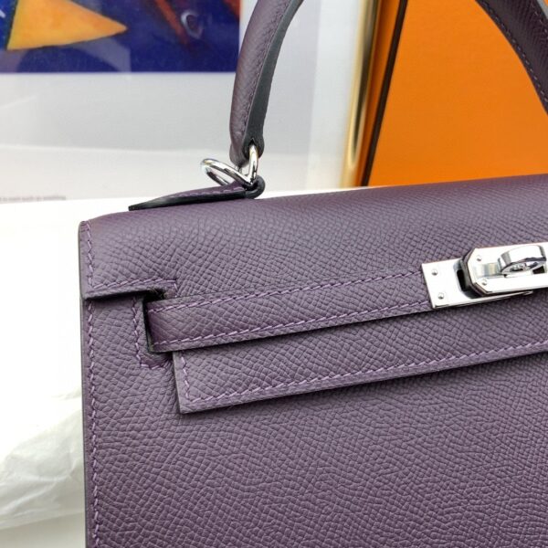 1:1 Replica Hermes Kelly 25 Sellier Epsom Dark Purple Bag For Women, Women's Handbags, Shoulder Bags 10in/25cm