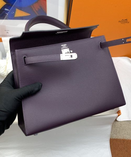 1:1 Replica Hermes Kelly 25 Sellier Epsom Dark Purple Bag For Women, Women's Handbags, Shoulder Bags 10in/25cm