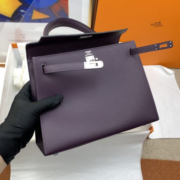 1:1 Replica Hermes Kelly 25 Sellier Epsom Dark Purple Bag For Women, Women's Handbags, Shoulder Bags 10in/25cm