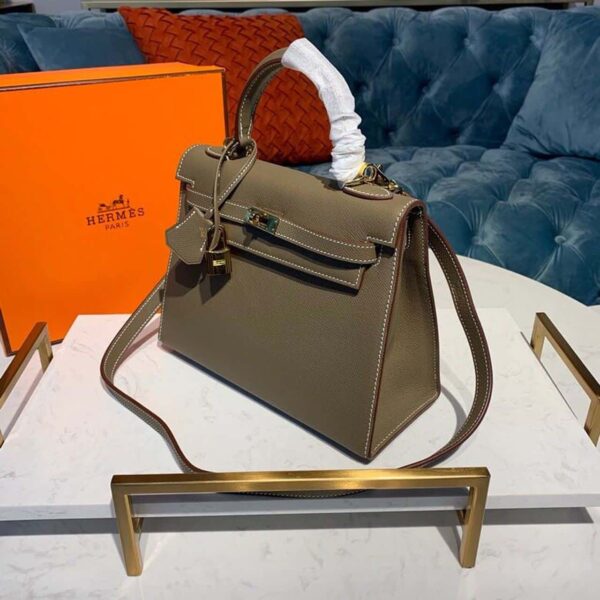 1:1 Replica Hermes Kelly 25 Sellier Epsom Etoupe Bag For Women, Women's Handbags, Shoulder Bags 10in/25cm