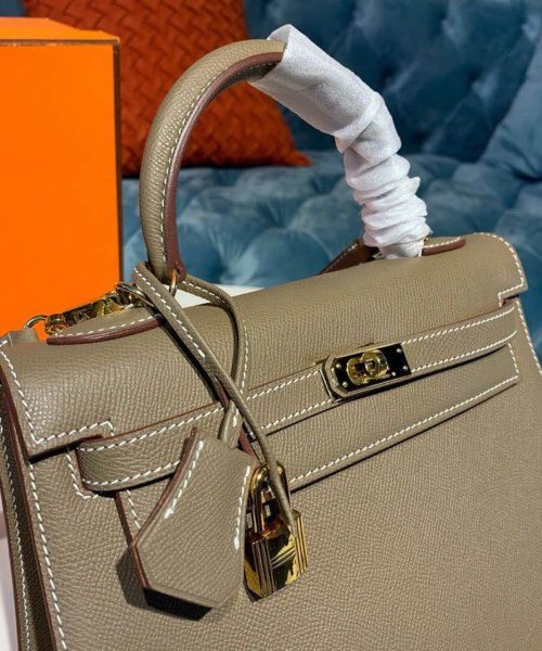 1:1 Replica Hermes Kelly 25 Sellier Epsom Etoupe Bag For Women, Women's Handbags, Shoulder Bags 10in/25cm