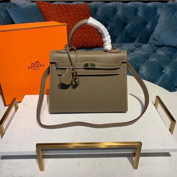 1:1 Replica Hermes Kelly 25 Sellier Epsom Etoupe Bag For Women, Women's Handbags, Shoulder Bags 10in/25cm