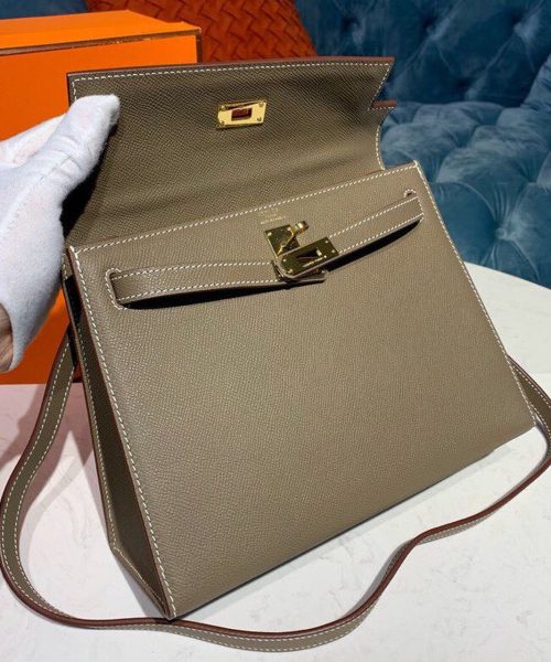 1:1 Replica Hermes Kelly 25 Sellier Epsom Etoupe Bag For Women, Women's Handbags, Shoulder Bags 10in/25cm