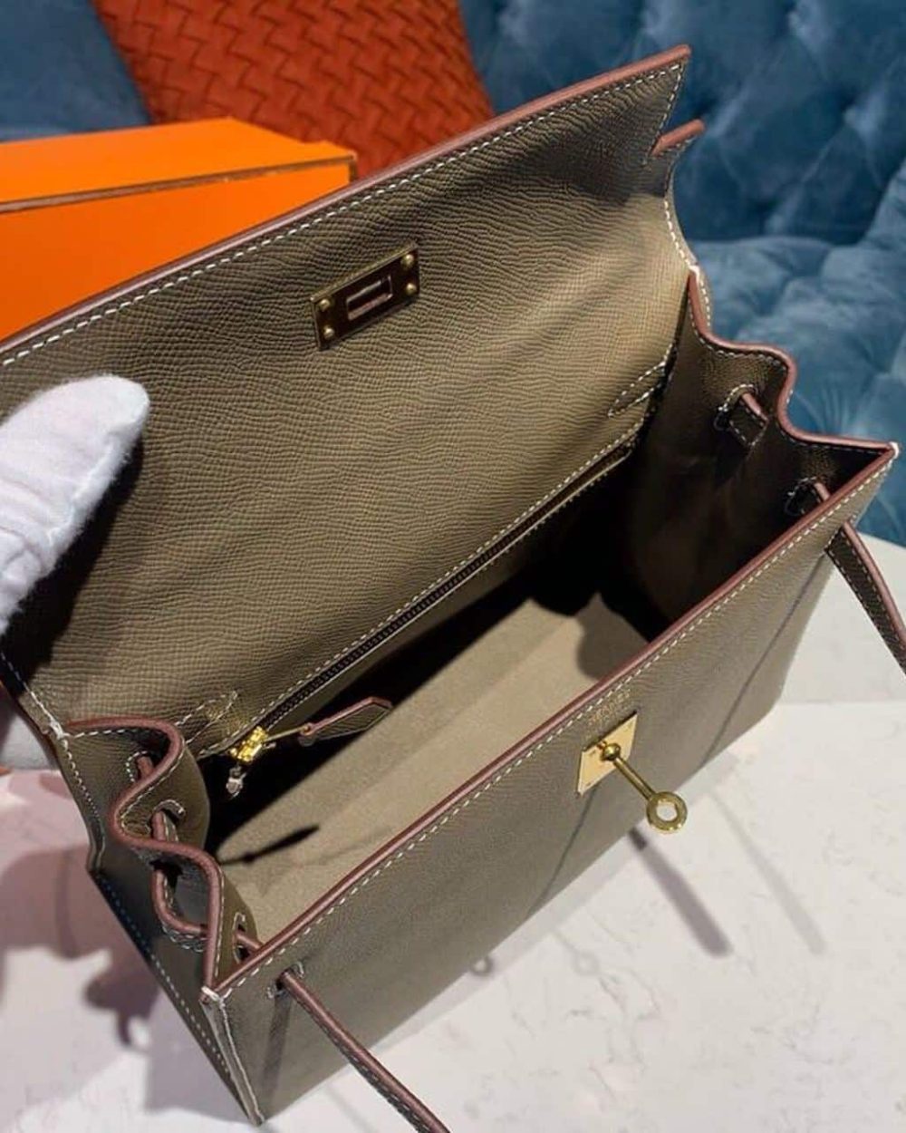 1:1 Replica Hermes Kelly 25 Sellier Epsom Etoupe Bag For Women, Women's Handbags, Shoulder Bags 10in/25cm