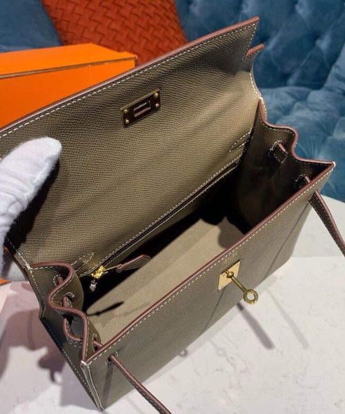 1:1 Replica Hermes Kelly 25 Sellier Epsom Etoupe Bag For Women, Women's Handbags, Shoulder Bags 10in/25cm