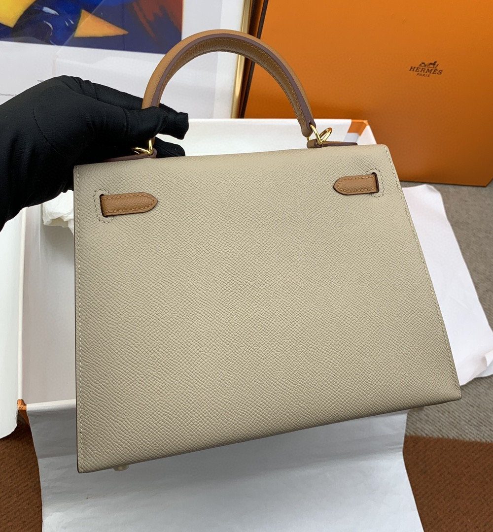 1:1 Replica Hermes Kelly 25 Sellier Epsom Etoupe/Brown Bag For Women, Women's Handbags, Shoulder Bags 10in/25cm