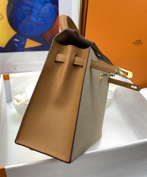 1:1 Replica Hermes Kelly 25 Sellier Epsom Etoupe/Brown Bag For Women, Women's Handbags, Shoulder Bags 10in/25cm