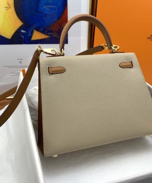 1:1 Replica Hermes Kelly 25 Sellier Epsom Etoupe/Brown Bag For Women, Women's Handbags, Shoulder Bags 10in/25cm