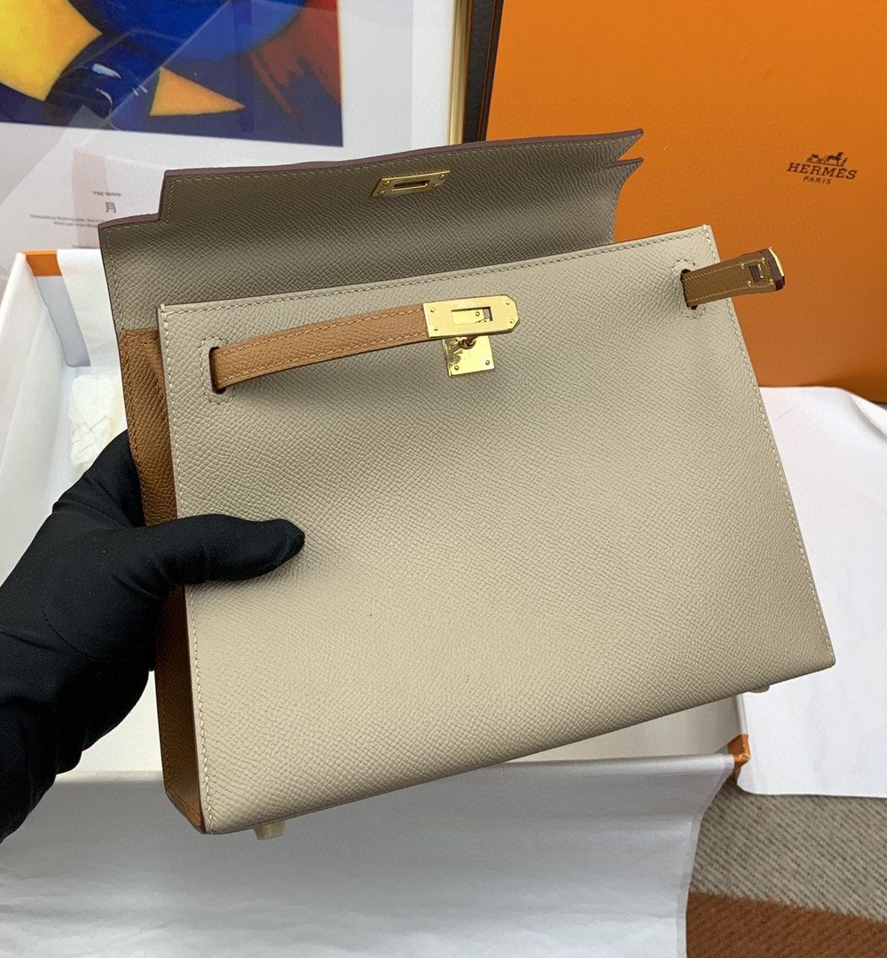 1:1 Replica Hermes Kelly 25 Sellier Epsom Etoupe/Brown Bag For Women, Women's Handbags, Shoulder Bags 10in/25cm