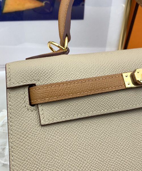 1:1 Replica Hermes Kelly 25 Sellier Epsom Etoupe/Brown Bag For Women, Women's Handbags, Shoulder Bags 10in/25cm