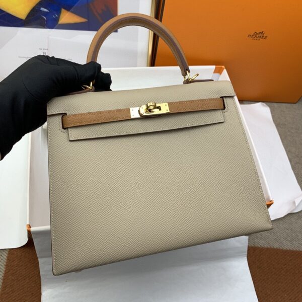 1:1 Replica Hermes Kelly 25 Sellier Epsom Etoupe/Brown Bag For Women, Women's Handbags, Shoulder Bags 10in/25cm