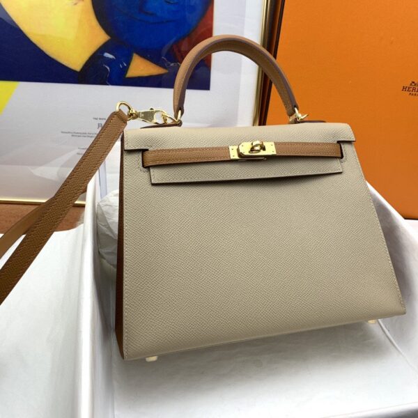 1:1 Replica Hermes Kelly 25 Sellier Epsom Etoupe/Brown Bag For Women, Women's Handbags, Shoulder Bags 10in/25cm