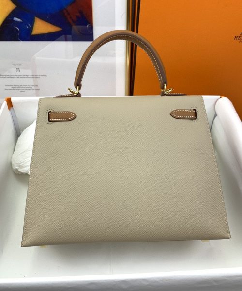 1:1 Replica Hermes Kelly 25 Sellier Epsom Greige/Brown Bag For Women, Women's Handbags, Shoulder Bags 10in/25cm
