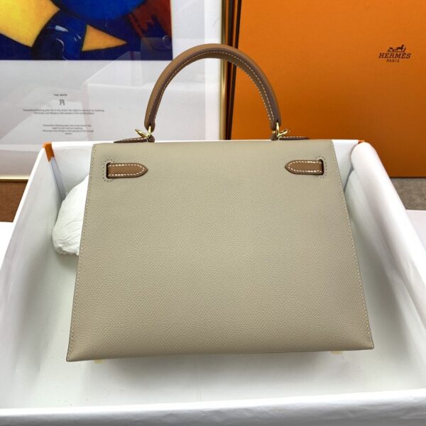 1:1 Replica Hermes Kelly 25 Sellier Epsom Greige/Brown Bag For Women, Women's Handbags, Shoulder Bags 10in/25cm