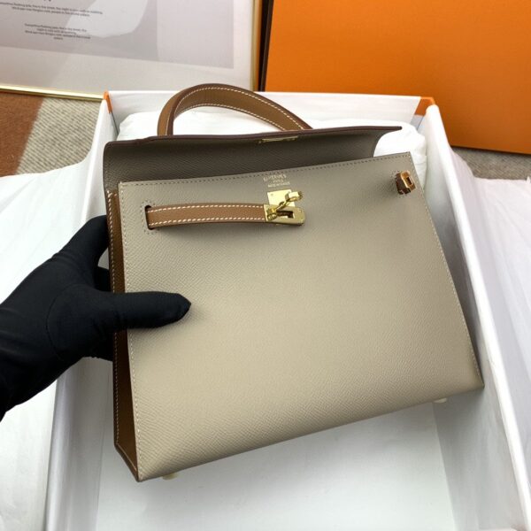 1:1 Replica Hermes Kelly 25 Sellier Epsom Greige/Brown Bag For Women, Women's Handbags, Shoulder Bags 10in/25cm