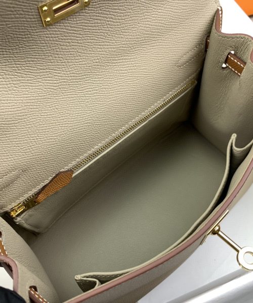1:1 Replica Hermes Kelly 25 Sellier Epsom Greige/Brown Bag For Women, Women's Handbags, Shoulder Bags 10in/25cm