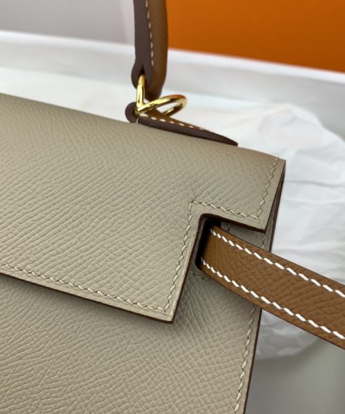 1:1 Replica Hermes Kelly 25 Sellier Epsom Greige/Brown Bag For Women, Women's Handbags, Shoulder Bags 10in/25cm