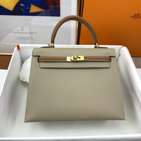 1:1 Replica Hermes Kelly 25 Sellier Epsom Greige/Brown Bag For Women, Women's Handbags, Shoulder Bags 10in/25cm