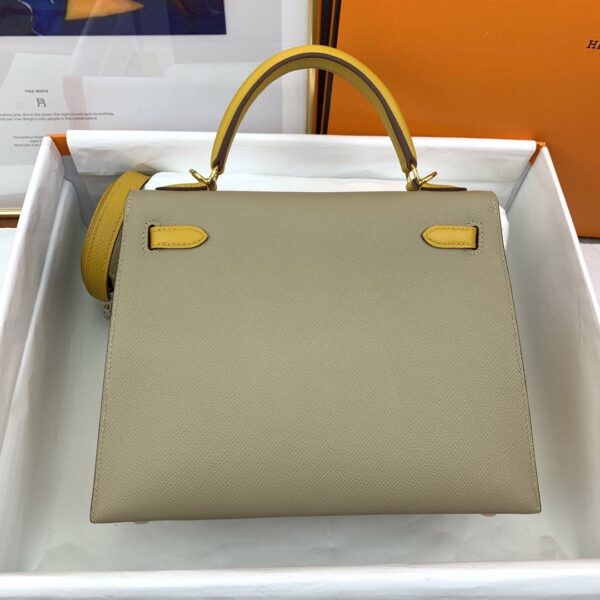 1:1 Replica Hermes Kelly 25 Sellier Epsom Greige/Yellow Bag For Women, Women's Handbags, Shoulder Bags 10in/25cm