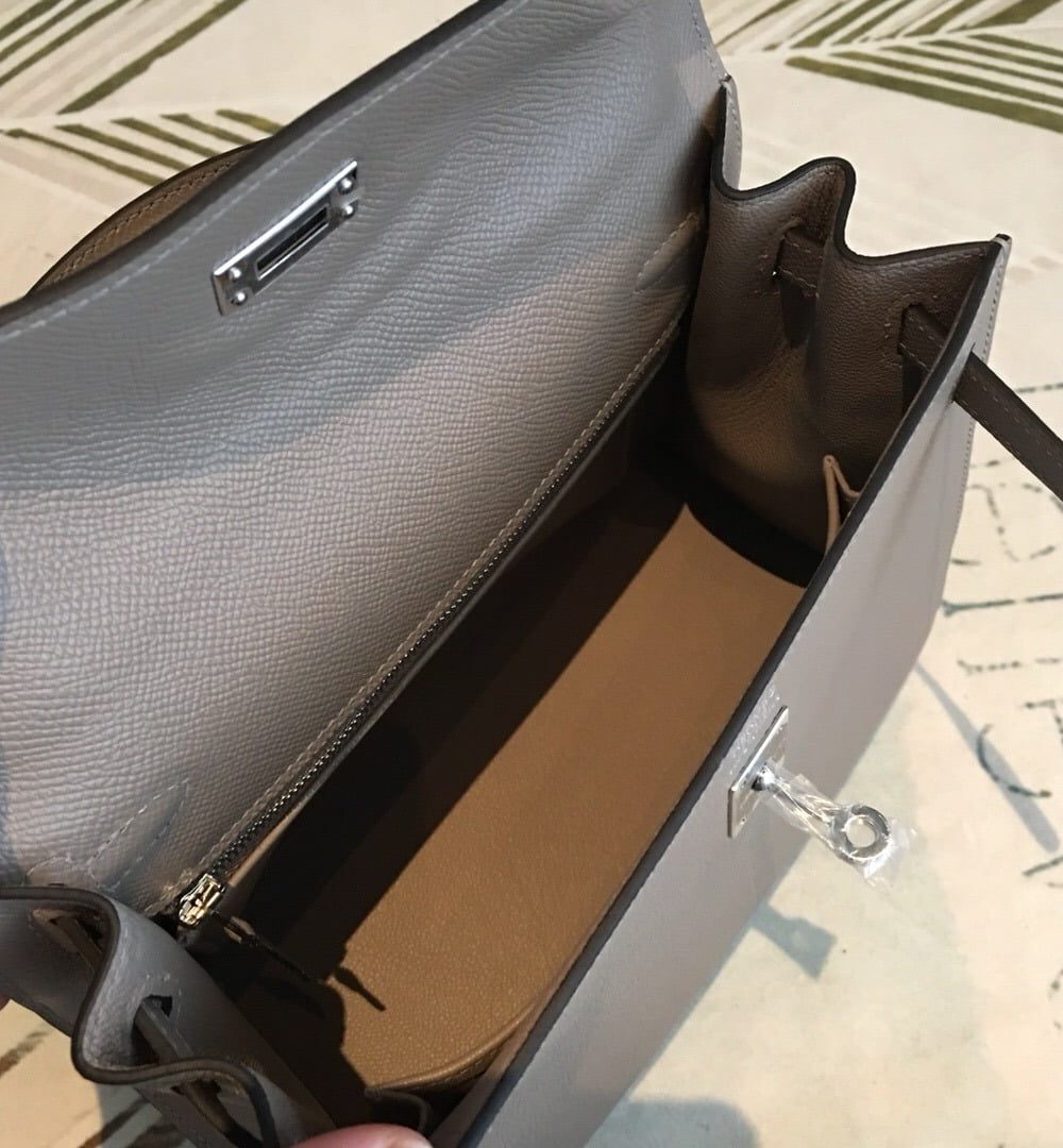 1:1 Replica Hermes Kelly 25 Sellier Epsom Gris Asphalt Bag For Women Silver Toned Hardware, Women's Handbags, Shoulder Bags 10in/25cm