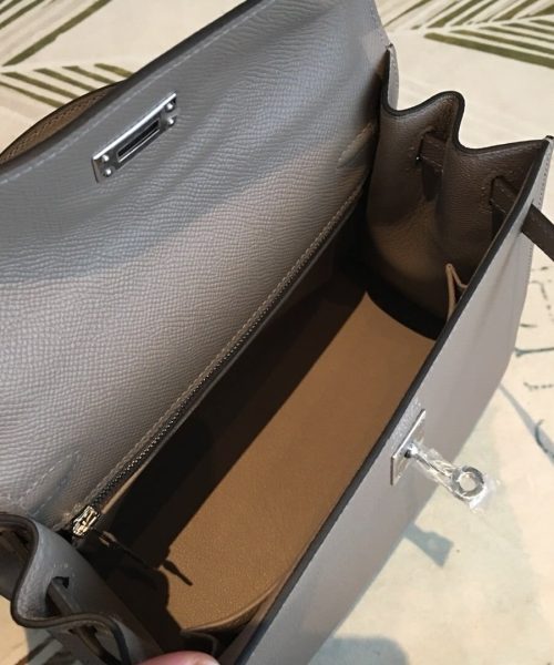1:1 Replica Hermes Kelly 25 Sellier Epsom Gris Asphalt Bag For Women Silver Toned Hardware, Women's Handbags, Shoulder Bags 10in/25cm
