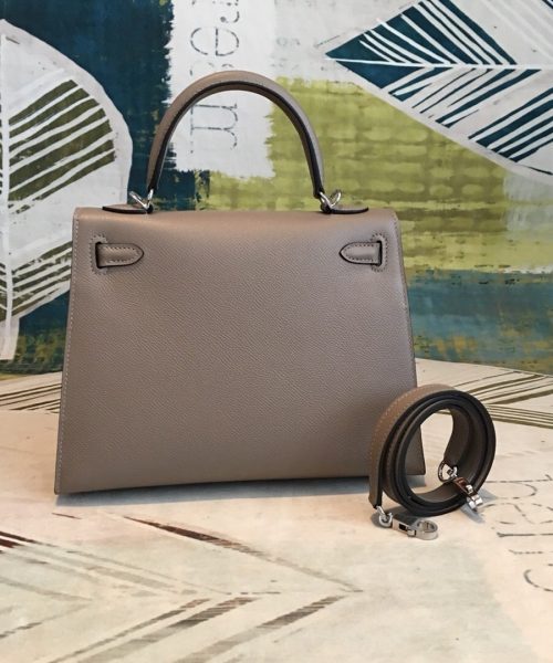 1:1 Replica Hermes Kelly 25 Sellier Epsom Gris Asphalt Bag For Women Silver Toned Hardware, Women's Handbags, Shoulder Bags 10in/25cm