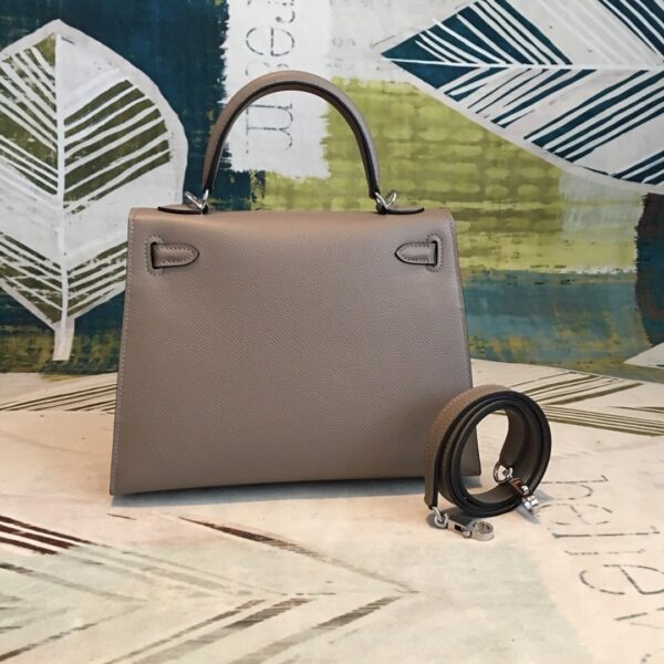 1:1 Replica Hermes Kelly 25 Sellier Epsom Gris Asphalt Bag For Women Silver Toned Hardware, Women's Handbags, Shoulder Bags 10in/25cm