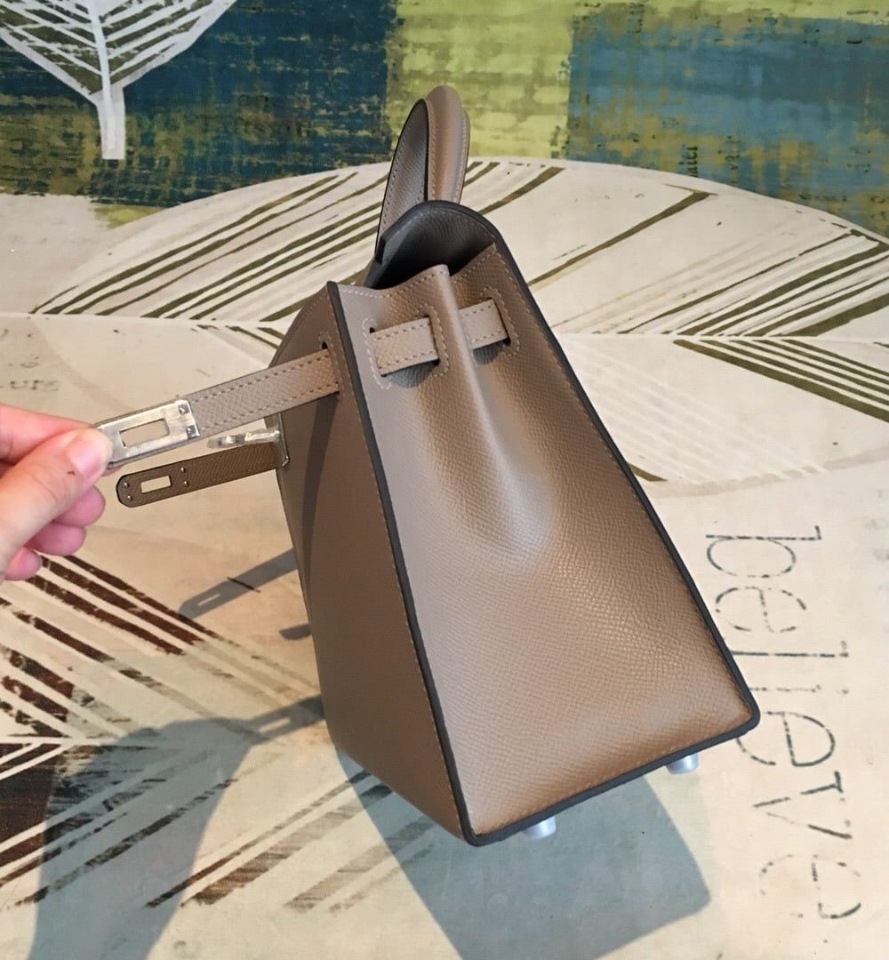 1:1 Replica Hermes Kelly 25 Sellier Epsom Gris Asphalt Bag For Women Silver Toned Hardware, Women's Handbags, Shoulder Bags 10in/25cm