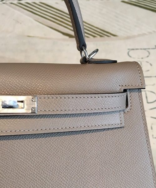 1:1 Replica Hermes Kelly 25 Sellier Epsom Gris Asphalt Bag For Women Silver Toned Hardware, Women's Handbags, Shoulder Bags 10in/25cm