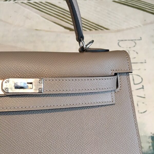 1:1 Replica Hermes Kelly 25 Sellier Epsom Gris Asphalt Bag For Women Silver Toned Hardware, Women's Handbags, Shoulder Bags 10in/25cm
