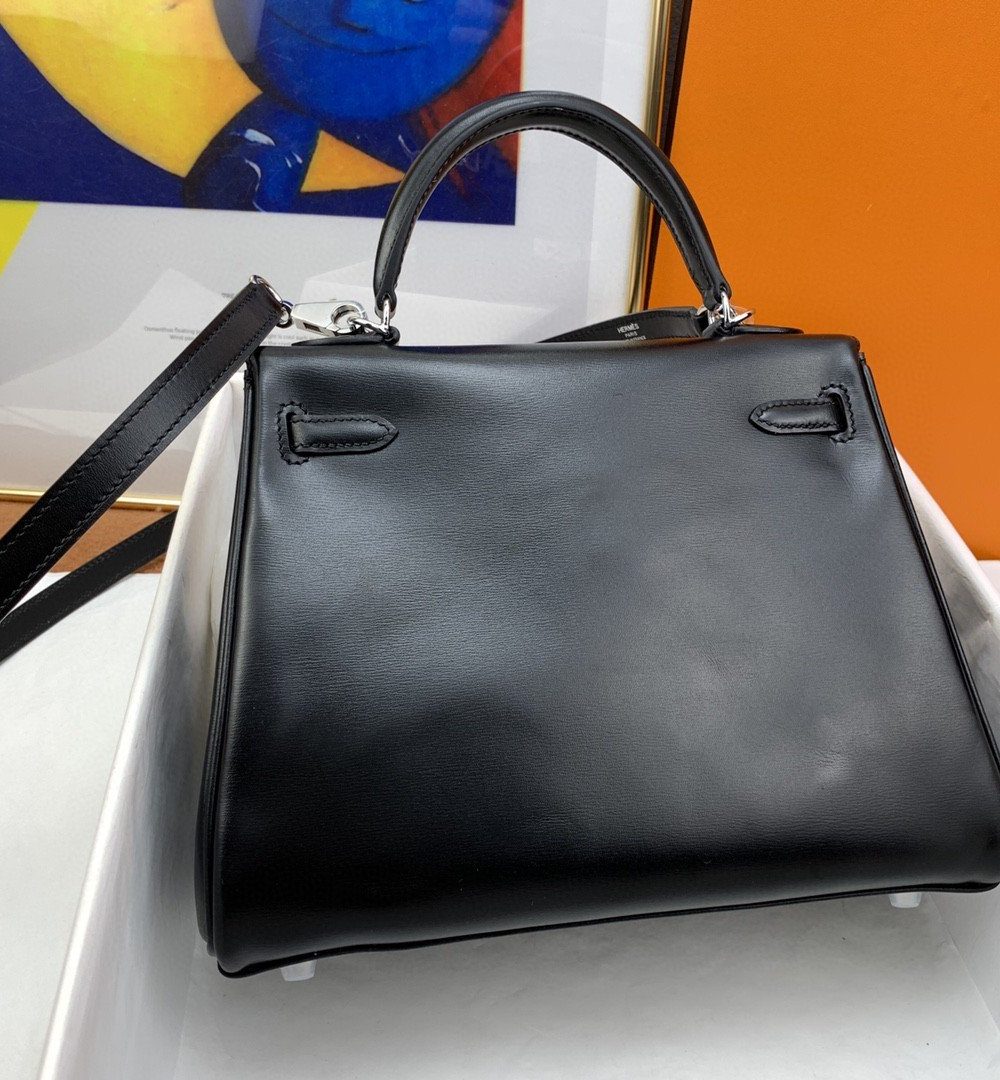 1:1 Replica Hermes Kelly 25 Swift Black Bag For Women, Women's Handbags, Shoulder Bags 10in/25cm