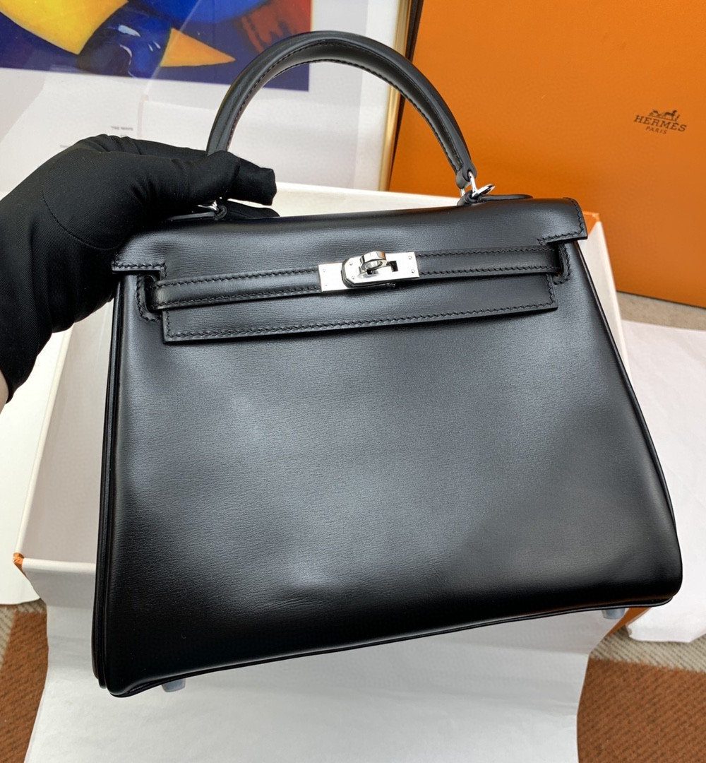 1:1 Replica Hermes Kelly 25 Swift Black Bag For Women, Women's Handbags, Shoulder Bags 10in/25cm