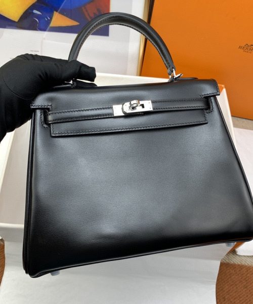 1:1 Replica Hermes Kelly 25 Swift Black Bag For Women, Women's Handbags, Shoulder Bags 10in/25cm