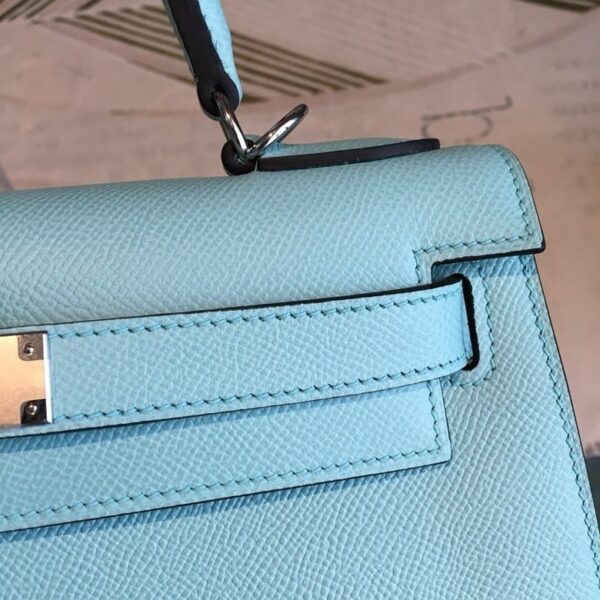 1:1 Replica Hermes Kelly 28 Bleu Frida Evercolor Bag With Sliver Toned Harware For Women, Women's Handbags, Shoulder Bags 11in/28cm