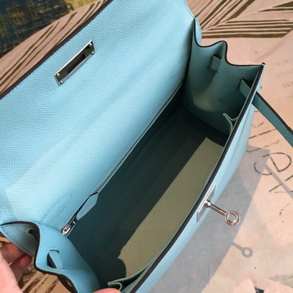 1:1 Replica Hermes Kelly 28 Bleu Frida Evercolor Bag With Sliver Toned Harware For Women, Women's Handbags, Shoulder Bags 11in/28cm
