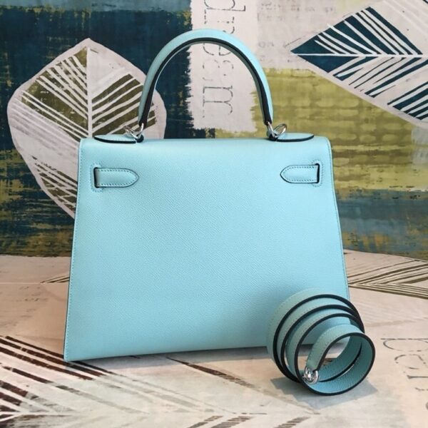 1:1 Replica Hermes Kelly 28 Bleu Frida Evercolor Bag With Sliver Toned Harware For Women, Women's Handbags, Shoulder Bags 11in/28cm
